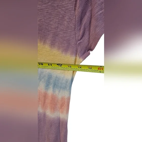 Anthropologie - NEW Maronie Tie Dye Knit Pullover T-Shirt Blue Ribbed Top​​​ - Picture 4 of 6